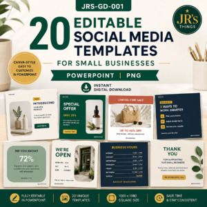 20 Editable Social Media Templates for Small Business – PowerPoint & PNG Content Pack