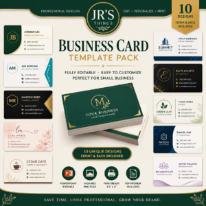 10 Editable Business Card Templates for Small Business – PowerPoint & PNG Pack