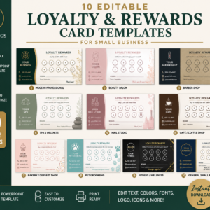 10 Editable Loyalty & Rewards Card Templates for Small Business – PowerPoint & PNG Pack
