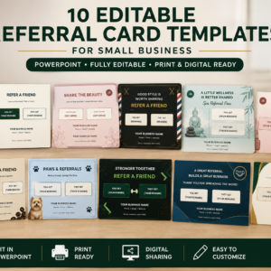 10 Editable Referral Card Templates for Small Business – PowerPoint & PNG Pack