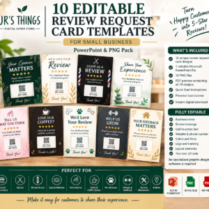 10 Editable Review Request Card Templates for Small Business – PowerPoint & PNG Pack
