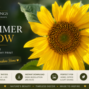 Sunflower Photography Print – Summer Glow – Printable Botanical Wall Art