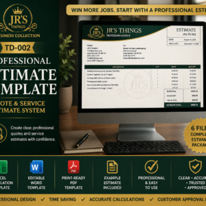 Professional Estimate Template – Editable Word, Excel & PDF – Small Business Quote
