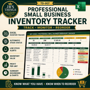 Professional Small Business Inventory Tracker – Excel Inventory Dashboard & Stock Management