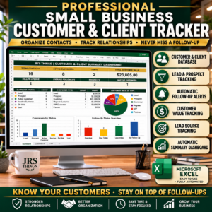 Professional Small Business Customer & Client Tracker – Excel CRM Dashboard & Follow-Up Organizer