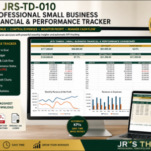 Professional Small Business Financial & Performance Tracker – Excel Business Dashboard & Cash Flow Organizer