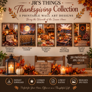 Thanksgiving Printable Wall Art Collection – 5 Cozy Harvest Prints