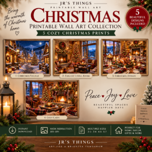Christmas Printable Wall Art Collection – 5 Cozy Holiday Prints