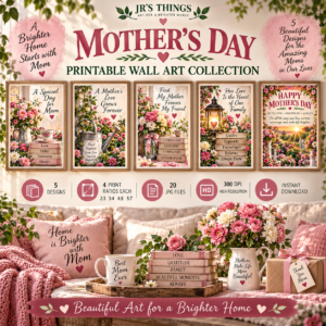 Mother’s Day Printable Wall Art Collection – 5 Floral, Love & Family Prints